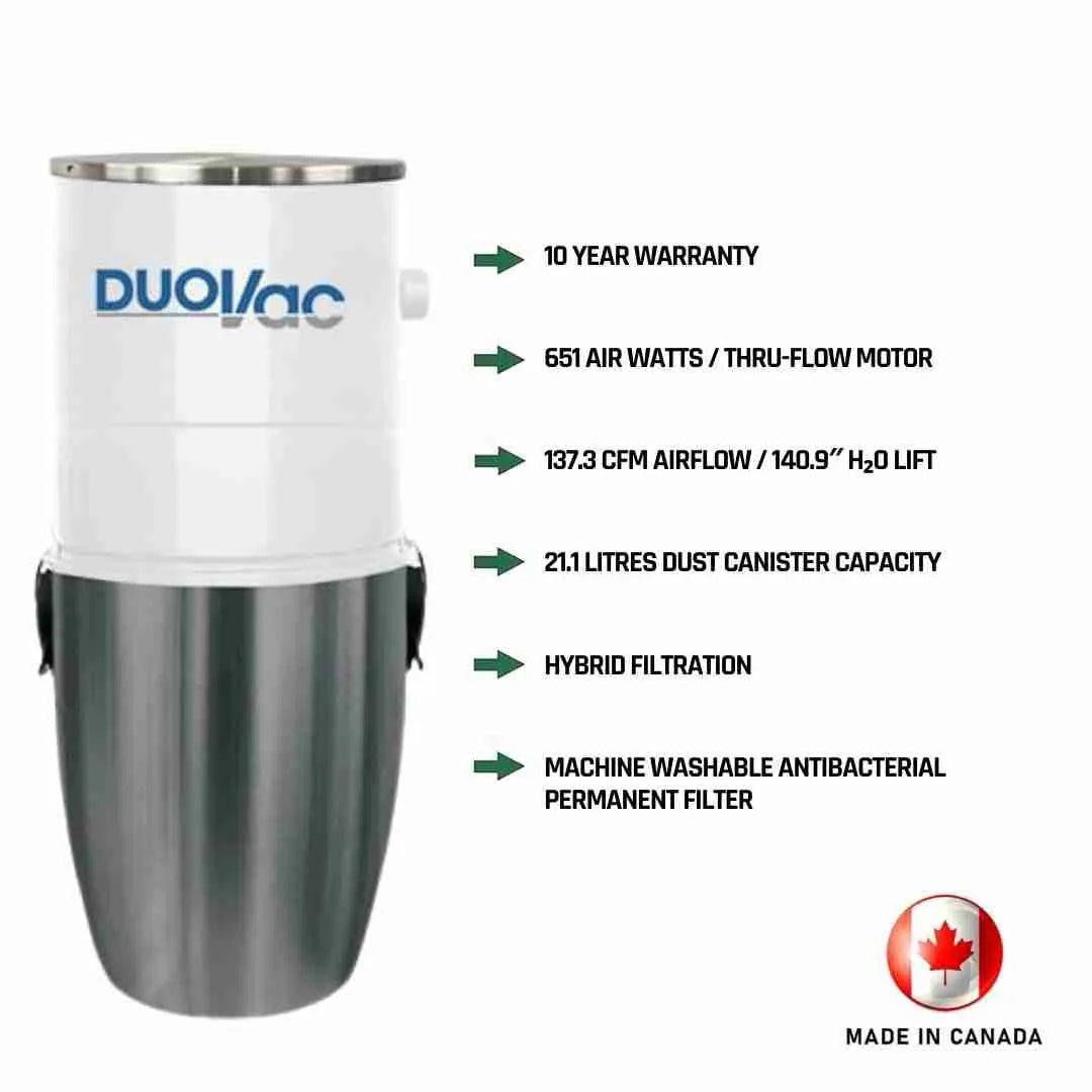 DuoVac Air 10 Central Vacuum & Low - Voltage Premium Accessory Cleaning Package