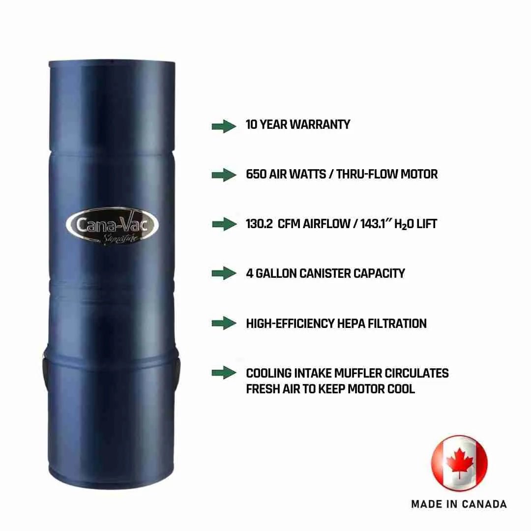 CanaVac Signature ACAN590A Central Vacuum & Low - Voltage Premium Accessory Cleaning Package