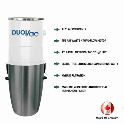 DuoVac Star Central Vacuum & Low - Voltage Premium Accessory Cleaning Package